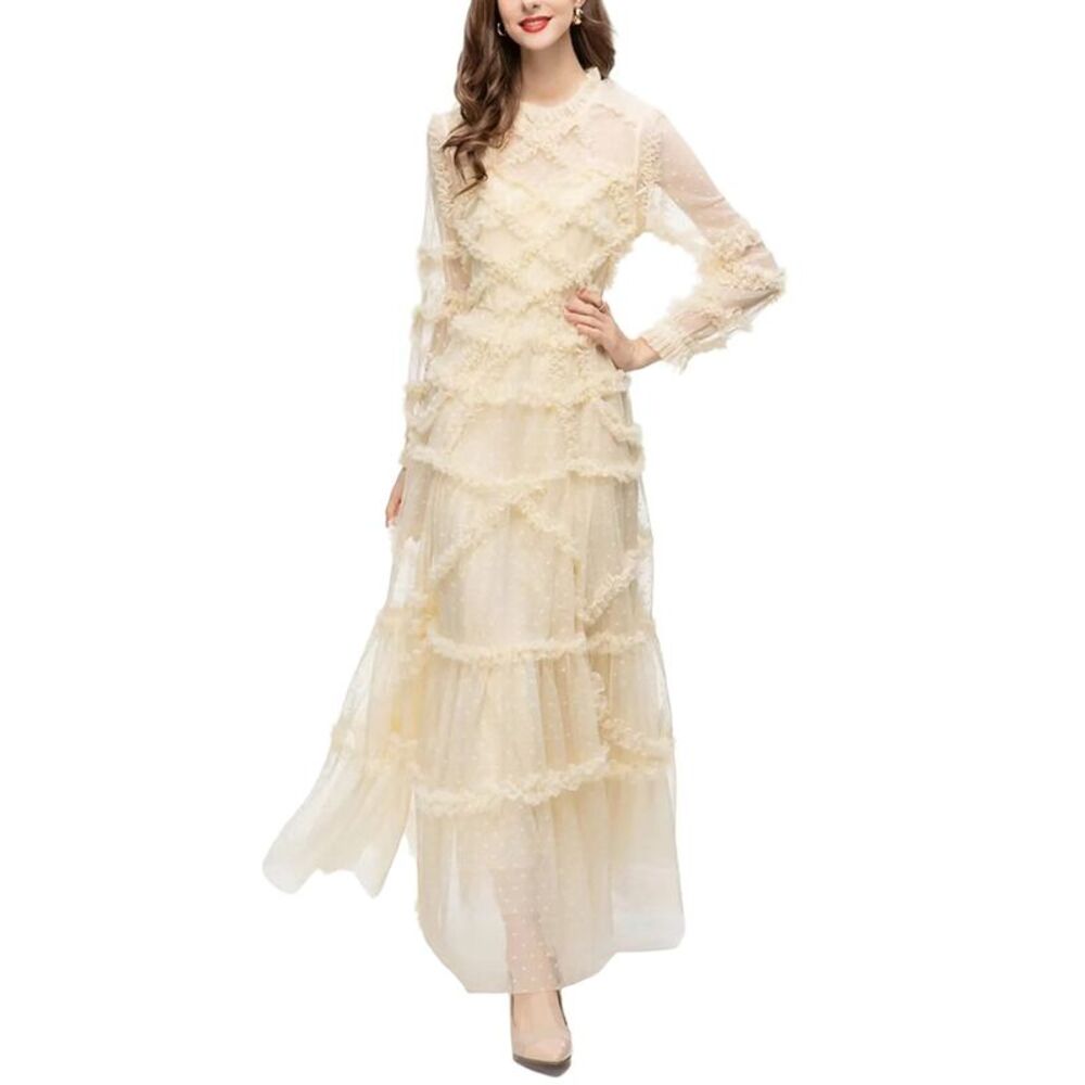 Burryco Womens  Long Sleeve Embellished Maxi Dress